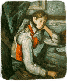 Cezanne - Boy in a Red Waistcoat Leaning on his Elbow